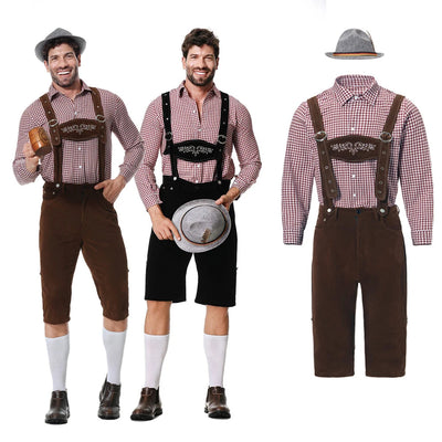 Traditionelles Herren-Oktoberfest-Lederhosen-Set mit Hemd und Krawatte für den perfekten Bierfest-Look