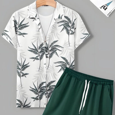 "PolyStripe" - Ensemble chemise hawaïenne rayée 