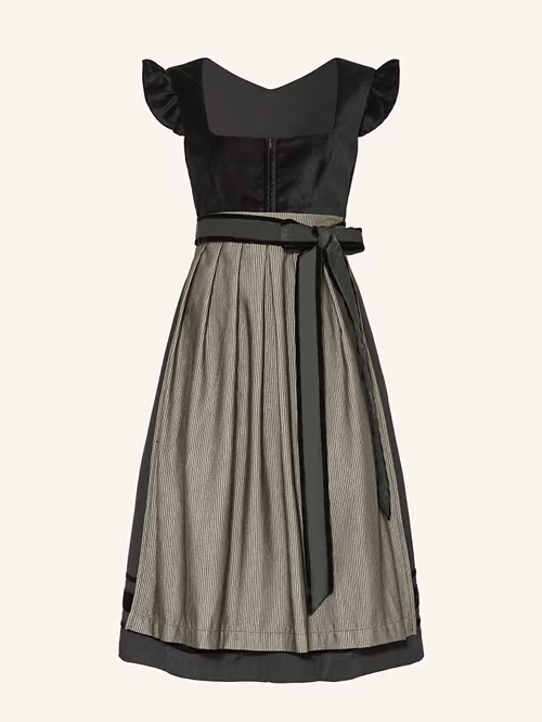 Damen Knielanges Kleid mit Schleifen Detail und Spitzen Element