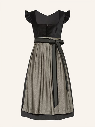 Damen Knielanges Kleid mit Schleifen Detail und Spitzen Element