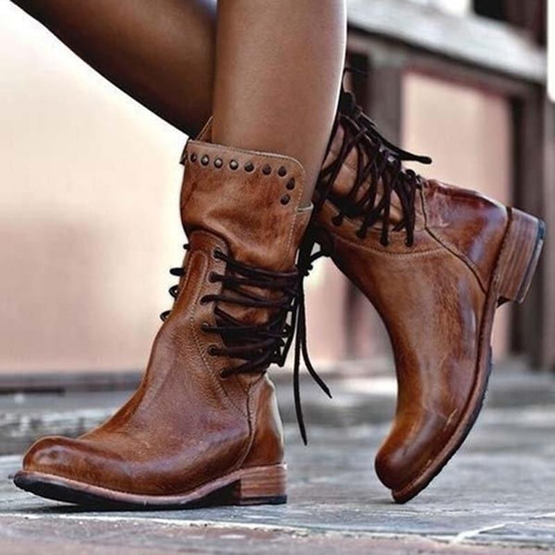 Holly - Vintage Stil Lederstiefel