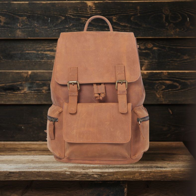 FLAM | Lederrucksack mit Kordelzug