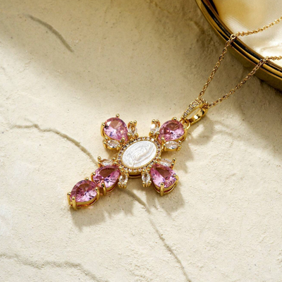 Collana Salmi - oro / smeraldi rosa