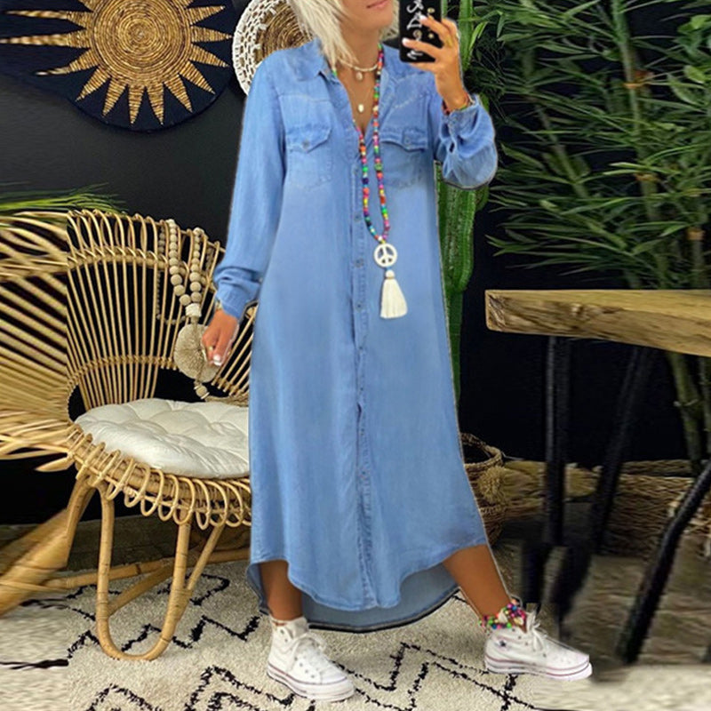 Sofia™ | Langärmeliges Maxikleid aus Denim