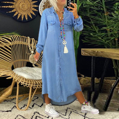 Sofia™ | Langärmeliges Maxikleid aus Denim
