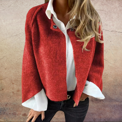 CELESTE - MANTEAU EN LAINE À COL ROND ET MANCHES LONGUES