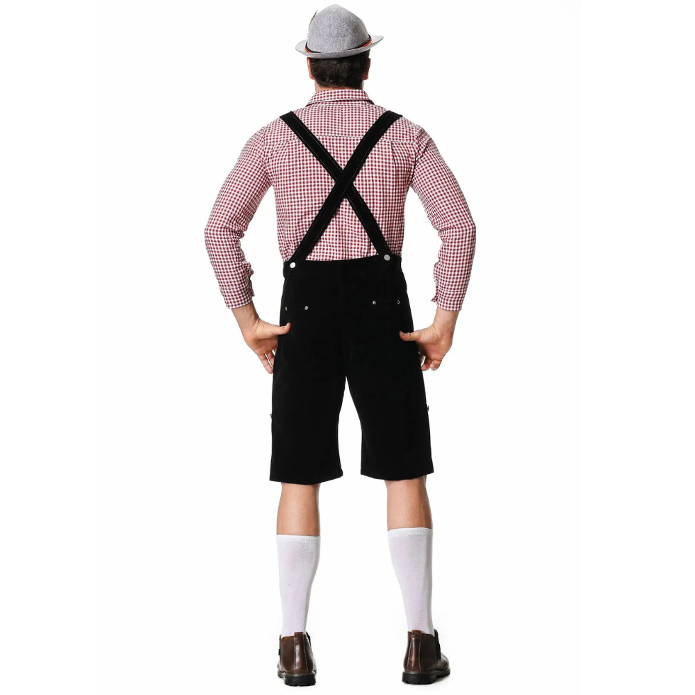 Traditionelles Herren-Oktoberfest-Lederhosen-Set mit Hemd und Krawatte für den perfekten Bierfest-Look