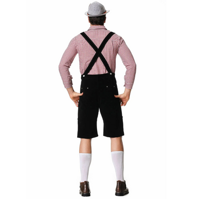 Traditionelles Herren-Oktoberfest-Lederhosen-Set mit Hemd und Krawatte für den perfekten Bierfest-Look
