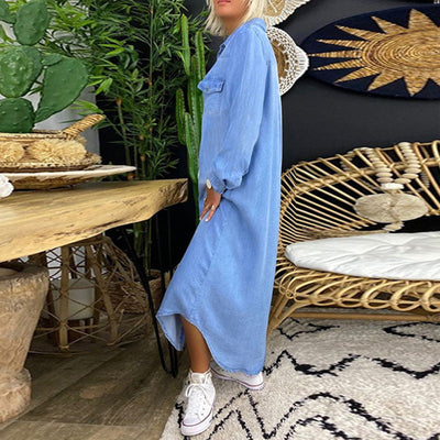 Sofia™ | Langärmeliges Maxikleid aus Denim