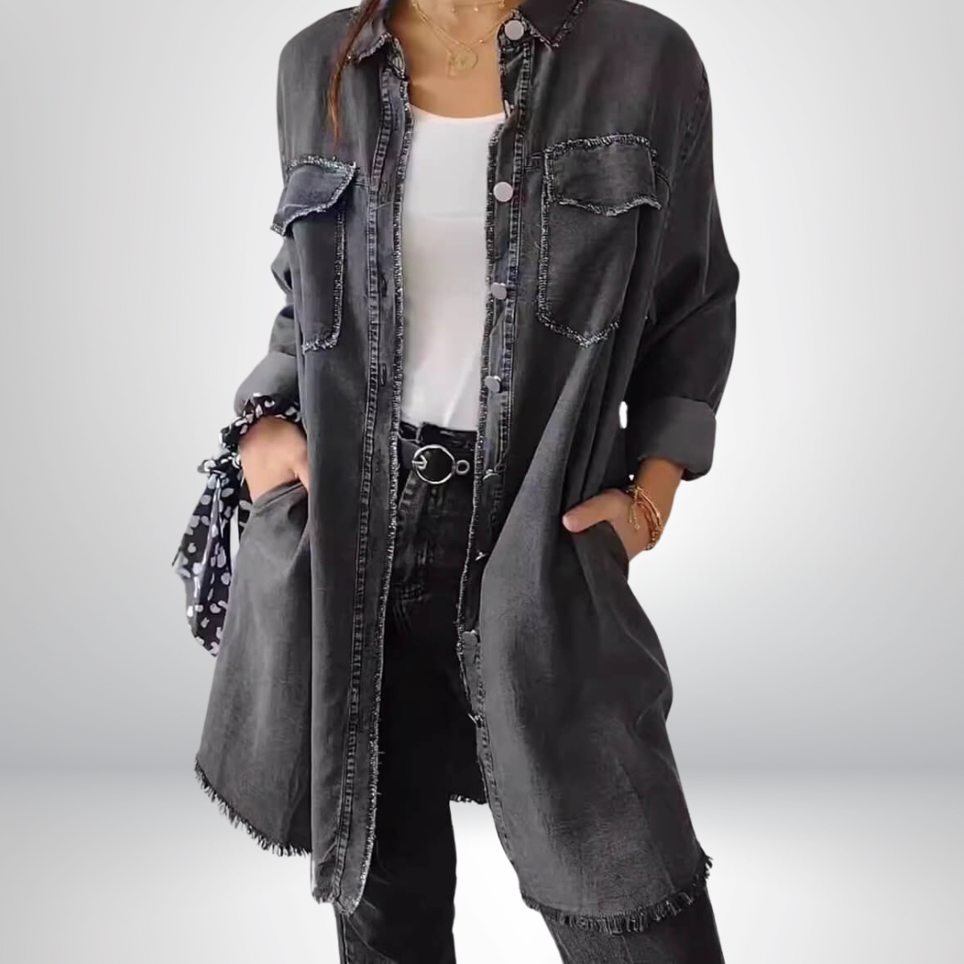 Sofia® | Stylische und vielseitige Langarm-Jeansjacke mit Kragen