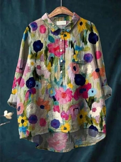 Lila - Bluse mit floralem Druck