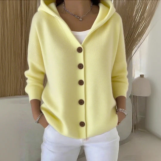 Tina - Damen-Baumwollcardigan, glatt, bequem, locker, mit langen Ärmeln