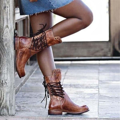 Holly - Vintage Stil Lederstiefel