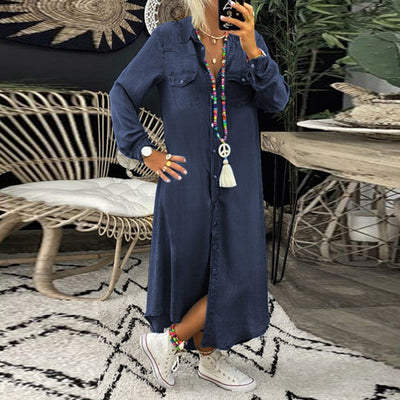 Sofia™ | Langärmeliges Maxikleid aus Denim