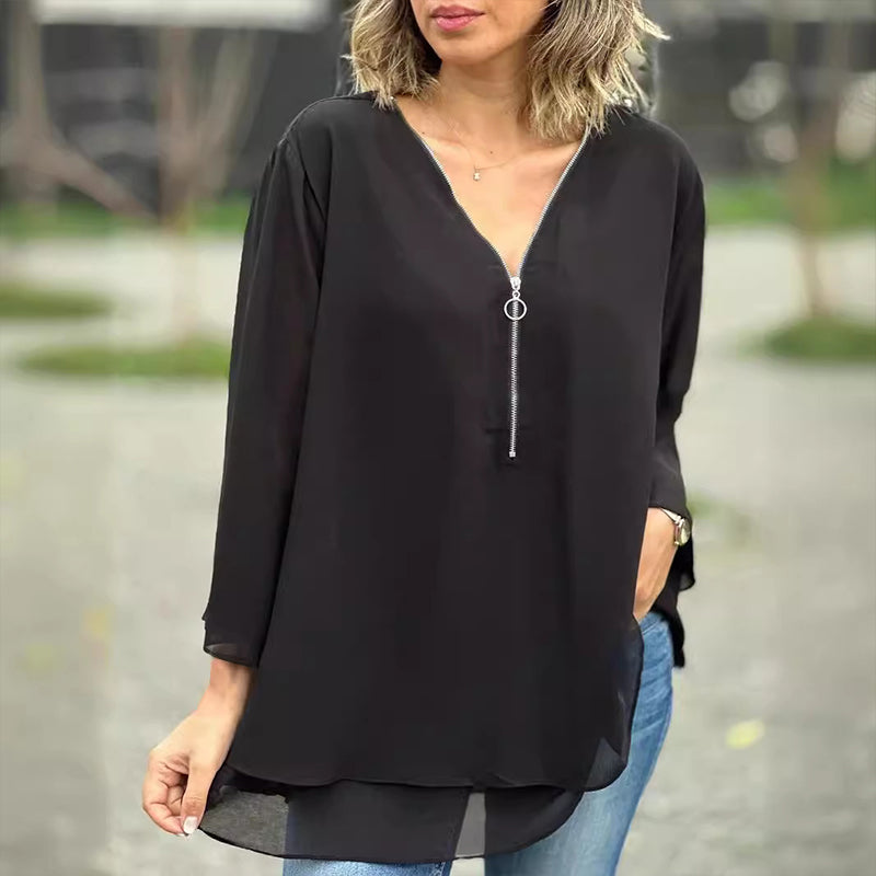 Heidi™ | V-Ausschnitt Fließendes Zip-Top