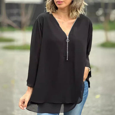 Heidi™ | V-Ausschnitt Fließendes Zip-Top