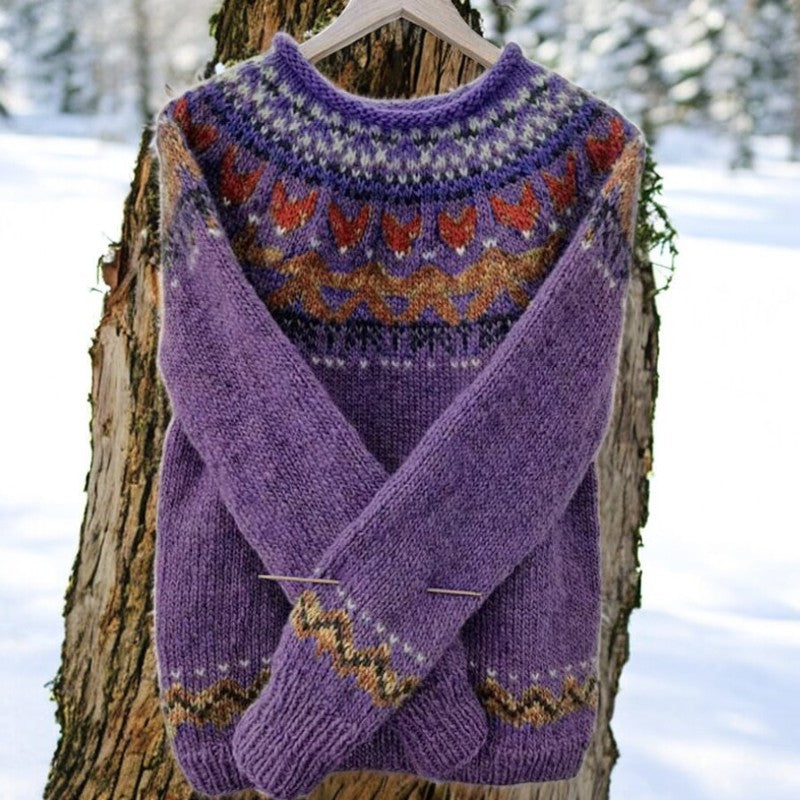 Mina - Isländischer Vintage-Jacquard-Pullover