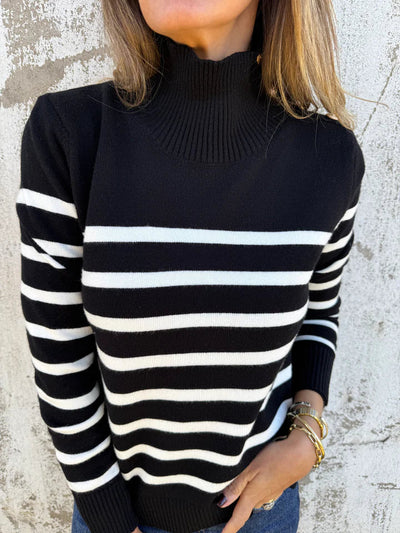 Demi - Gestreifter Damen Pullover mit Knofpen