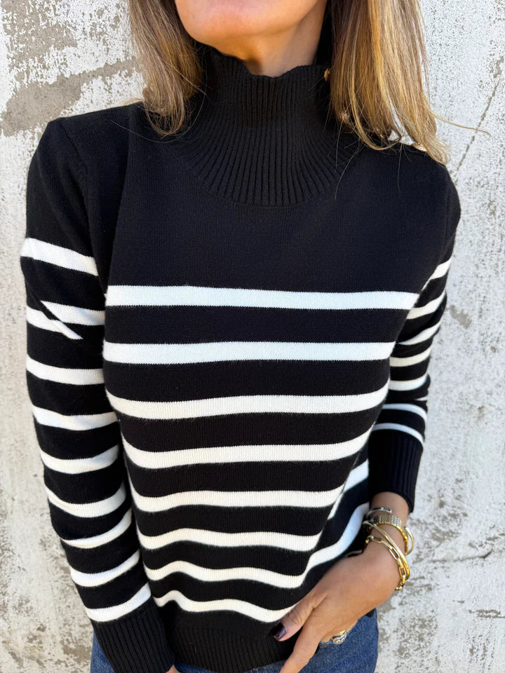 Demi - Gestreifter Damen Pullover mit Knofpen