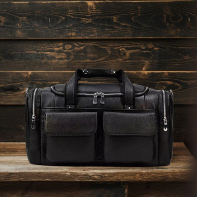 CHARLEROI | Schwarze Reisetasche aus Leder