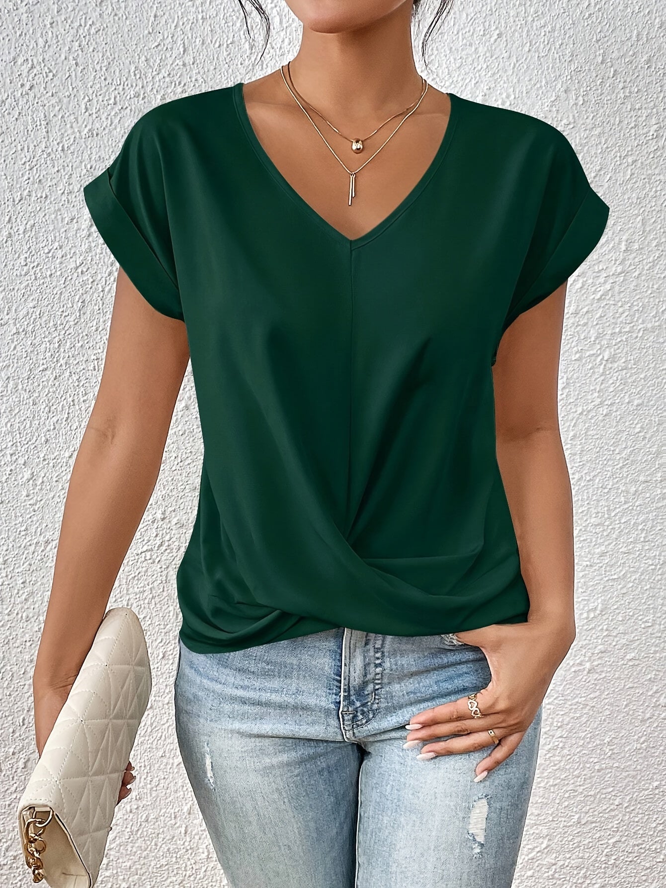 Eloise™ - Lässiges T-Shirt mit Herzausschnitt