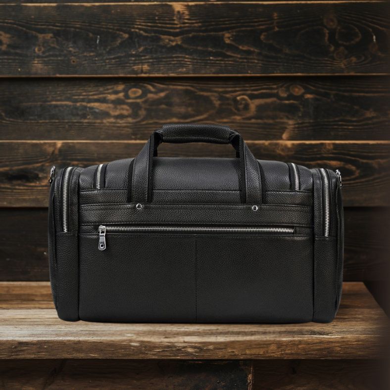 CHARLEROI | Schwarze Reisetasche aus Leder