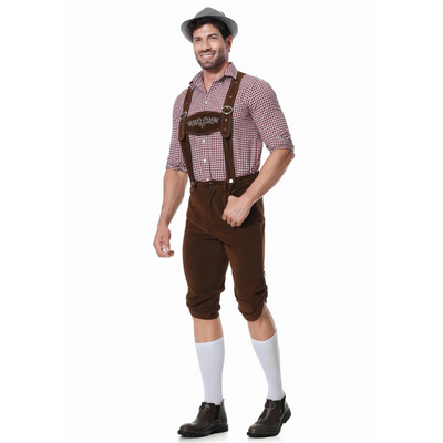 Traditionelles Herren-Oktoberfest-Lederhosen-Set mit Hemd und Krawatte für den perfekten Bierfest-Look