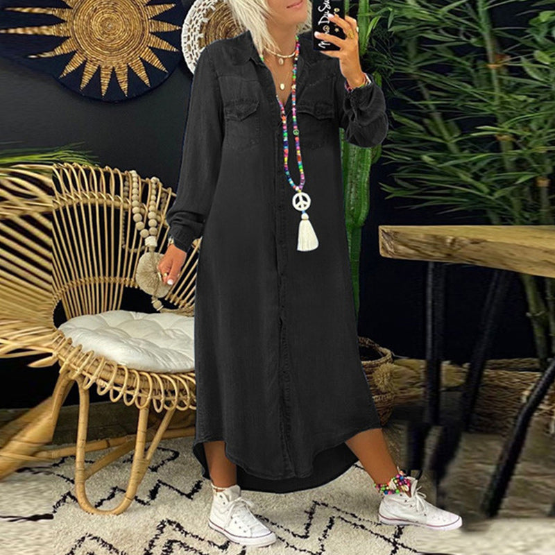 Sofia™ | Langärmeliges Maxikleid aus Denim
