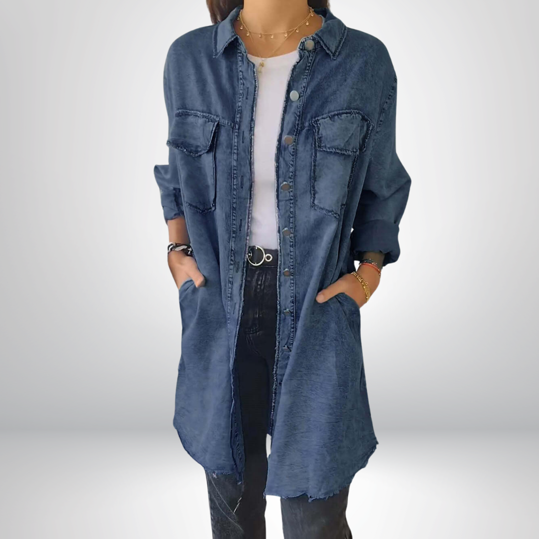 Sofia® | Stylische und vielseitige Langarm-Jeansjacke mit Kragen