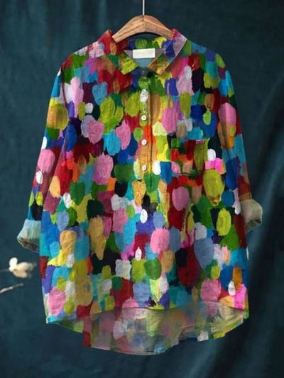 Lila - Bluse mit floralem Druck