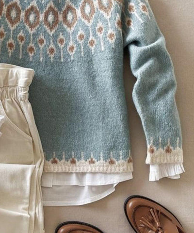 Sarah - Hellblauer Pullover mit Rundhalsausschnitt