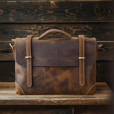 YPERN | Braune Lederhandtasche
