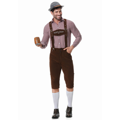 Traditionelles Herren-Oktoberfest-Lederhosen-Set mit Hemd und Krawatte für den perfekten Bierfest-Look