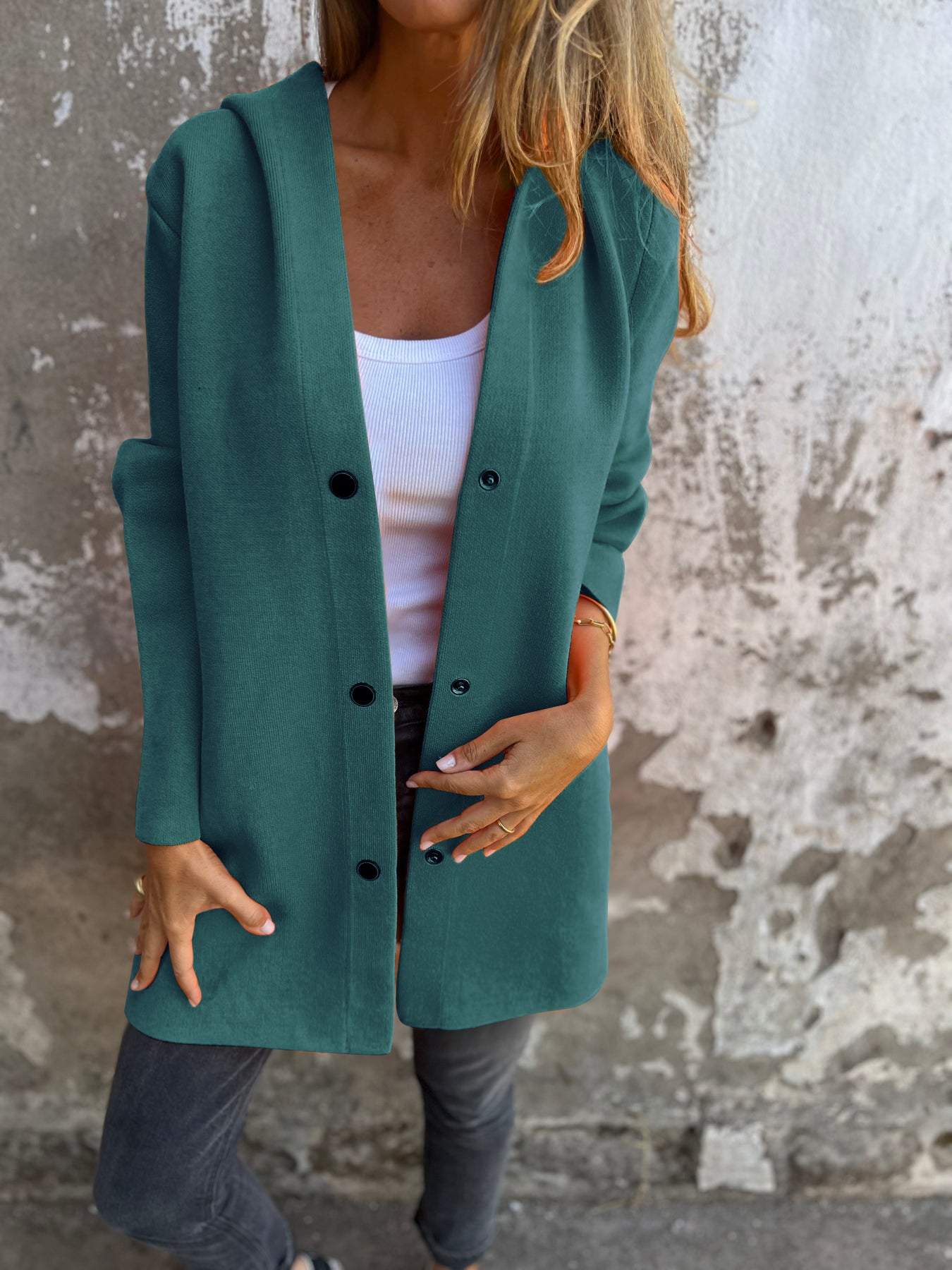 Lorelei | Cardigan con bottoni e cappuccio 