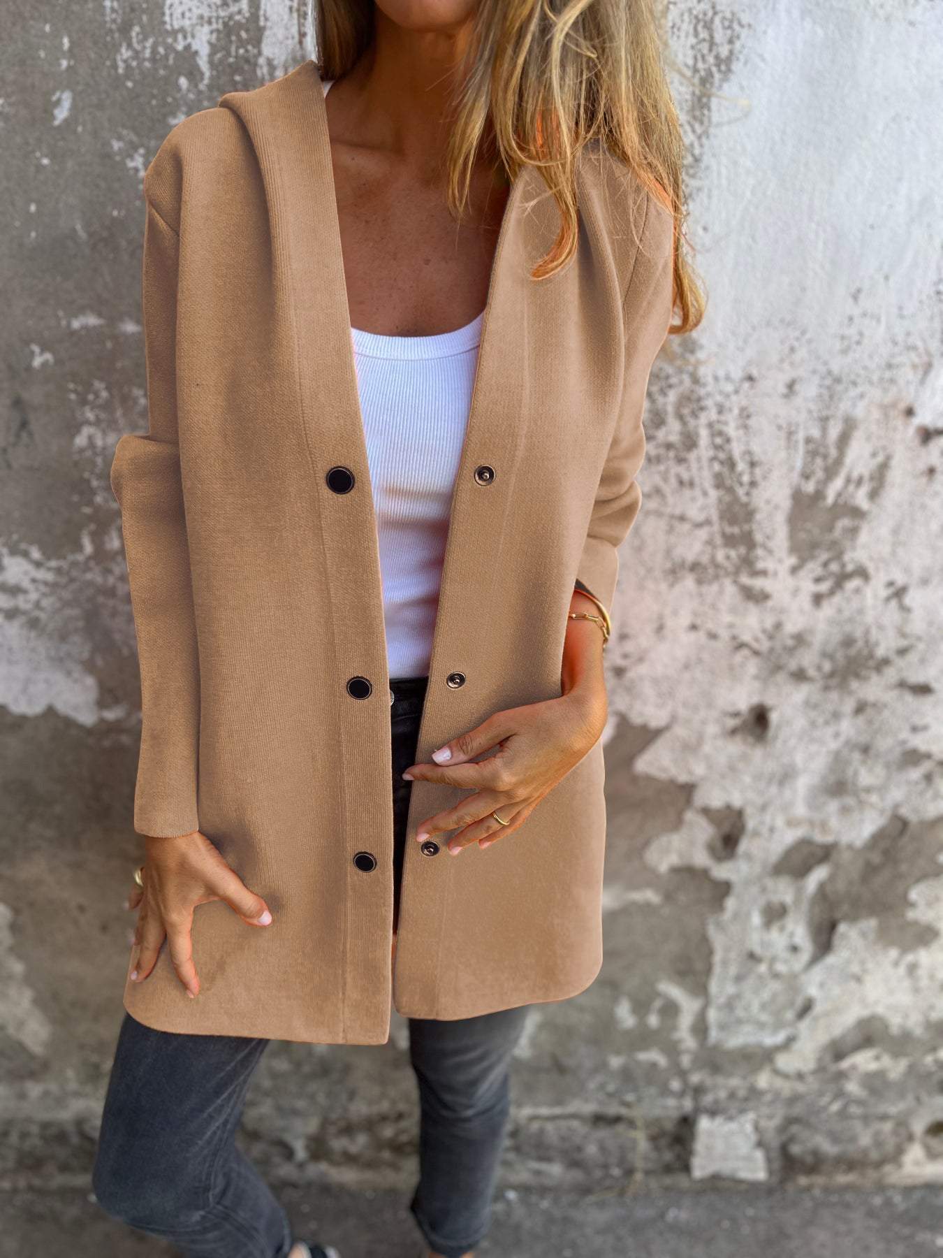 Lorelei | Cardigan con bottoni e cappuccio 