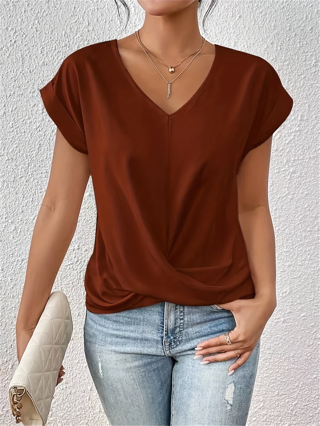 Eloise™ - Lässiges T-Shirt mit Herzausschnitt