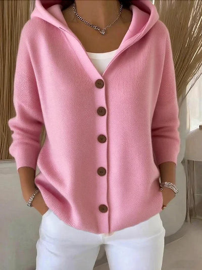 Tina - Damen-Baumwollcardigan, glatt, bequem, locker, mit langen Ärmeln