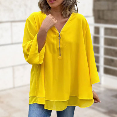 Heidi™ | V-Ausschnitt Fließendes Zip-Top