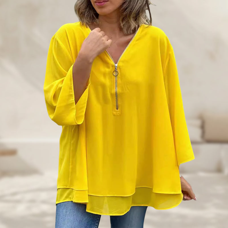 Heidi™ | V-Ausschnitt Fließendes Zip-Top