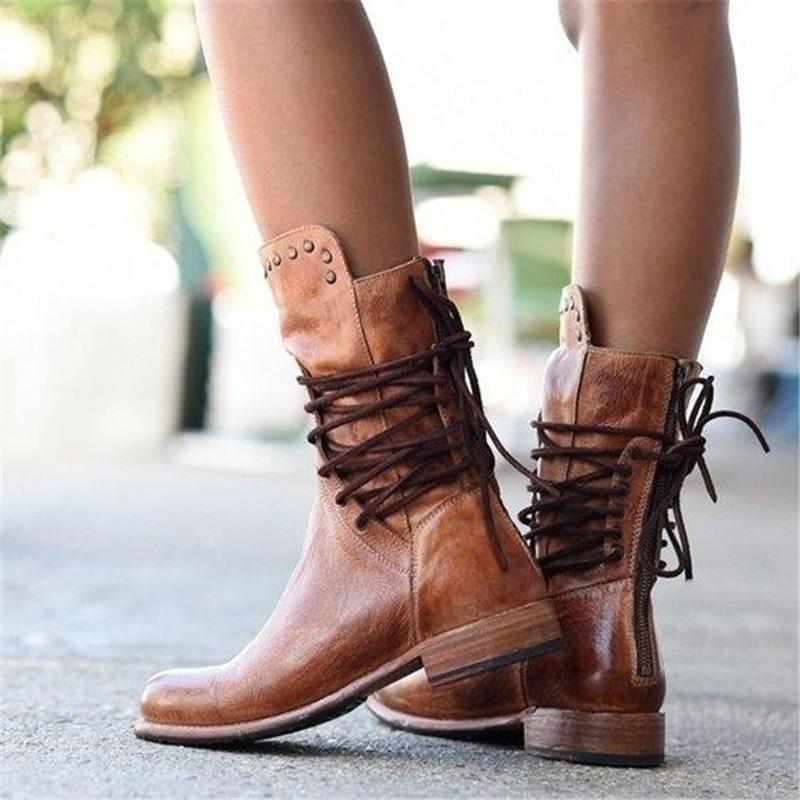 Holly - Vintage Stil Lederstiefel