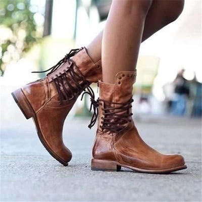 Holly - Vintage Stil Lederstiefel