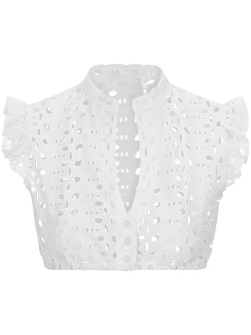 Damen Oktoberfest Bluse mit V Ausschnitt Halbarm Transparentem Einsatz und Spitzen Detail
