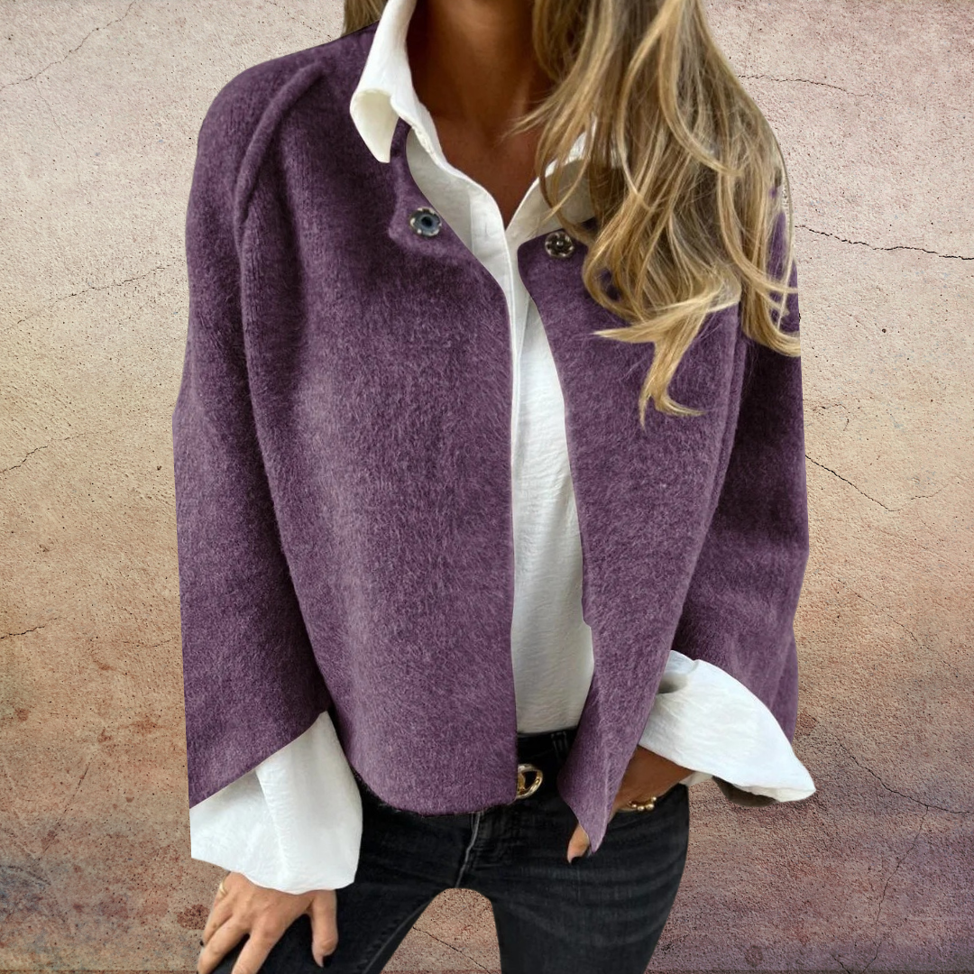 CELESTE - MANTEAU EN LAINE À COL ROND ET MANCHES LONGUES