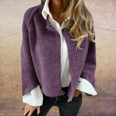 CELESTE - MANTEAU EN LAINE À COL ROND ET MANCHES LONGUES