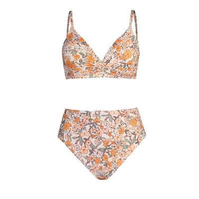 CUPSHE Twist Tank Top High Waist Bikini Sets Swimsuit For Women Orange Floral Two Pieces Beachwear 2023 Bathing Suit Swimwear