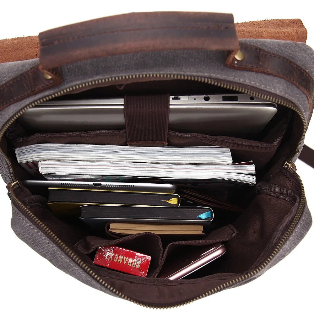 HARLAN | Schultasche aus Canvas und Leder