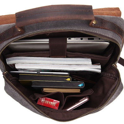 HARLAN | Schultasche aus Canvas und Leder