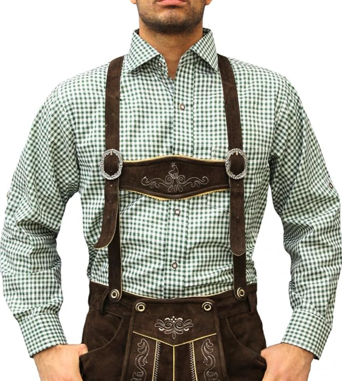 Elegantes Herren-Trachtenhemd mit langen Ärmeln und zeitlosem traditionellem Muster