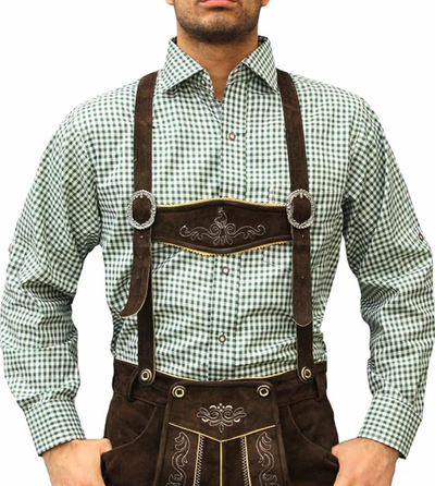 Elegantes Herren-Trachtenhemd mit langen Ärmeln und zeitlosem traditionellem Muster
