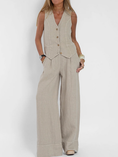 Classy: set combinato di camicia e pantaloni in lino 